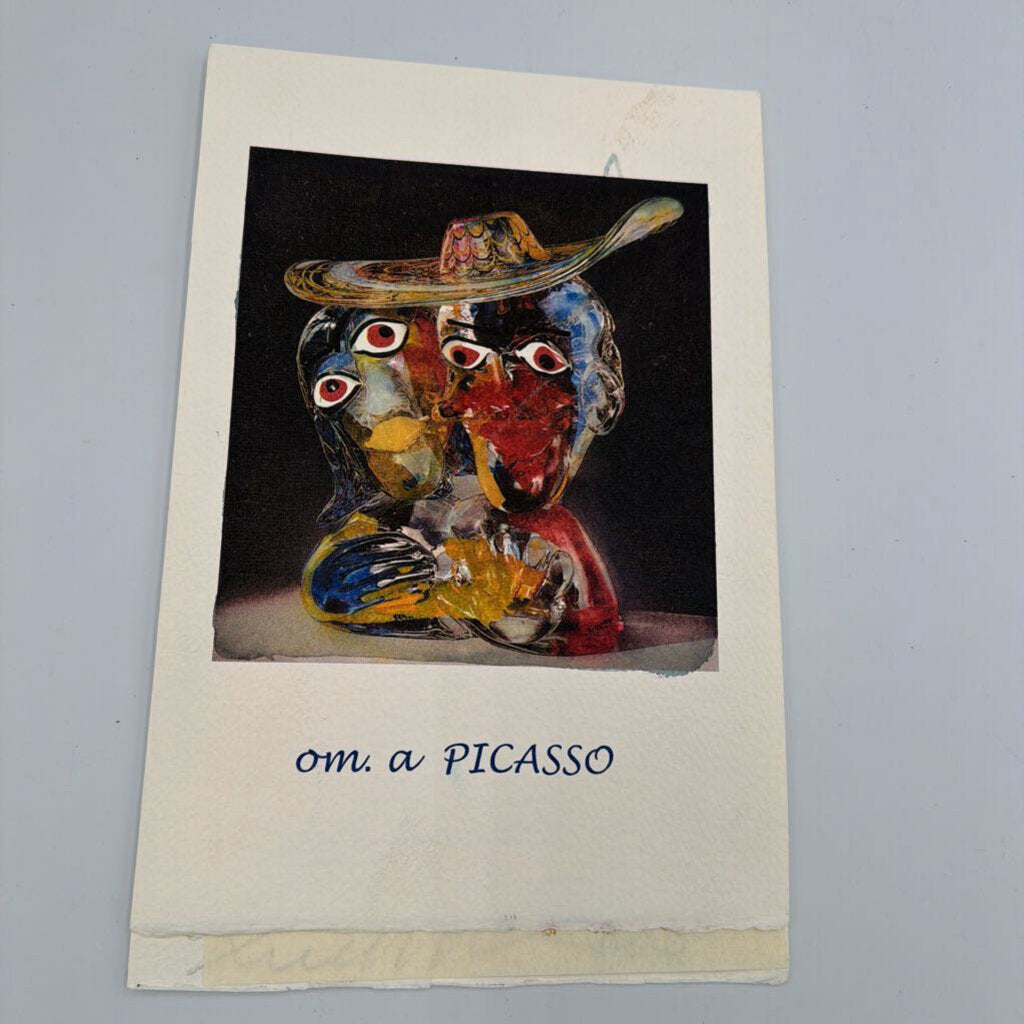 Walter Furlan Signed Murano Glass “Man and Woman with Hat” Omaggio a Picasso Sculpture, 2003
