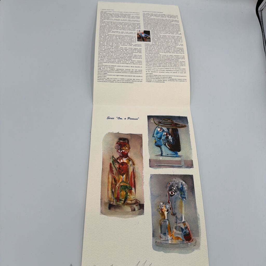 Walter Furlan Signed Murano Glass “Man and Woman with Hat” Omaggio a Picasso Sculpture, 2003