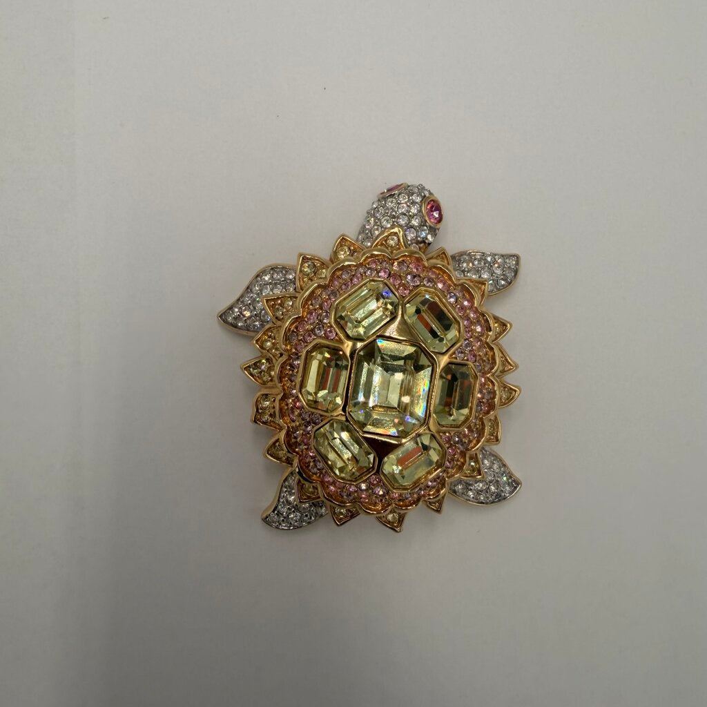 Swarovski Vintage 1980s Crystal Sea Turtle Brooch Pin