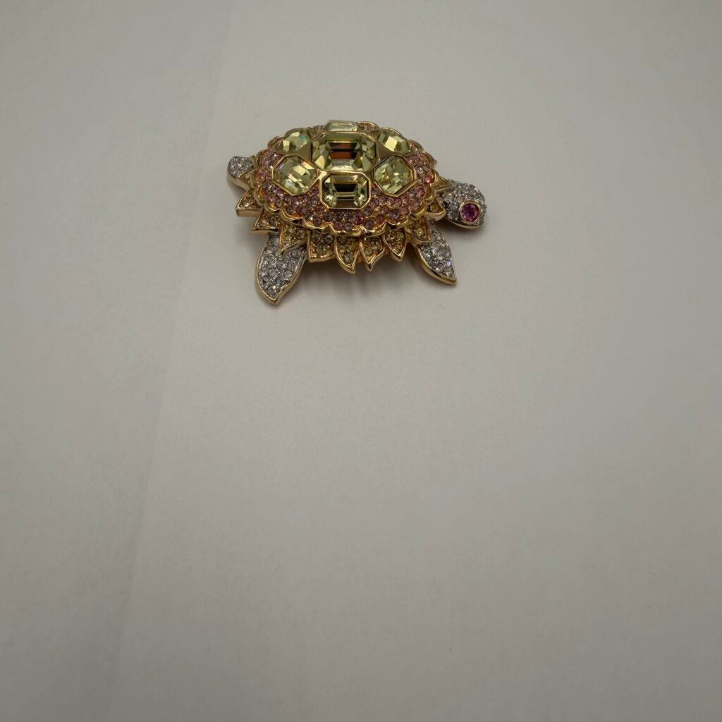 Swarovski Vintage 1980s Crystal Sea Turtle Brooch Pin