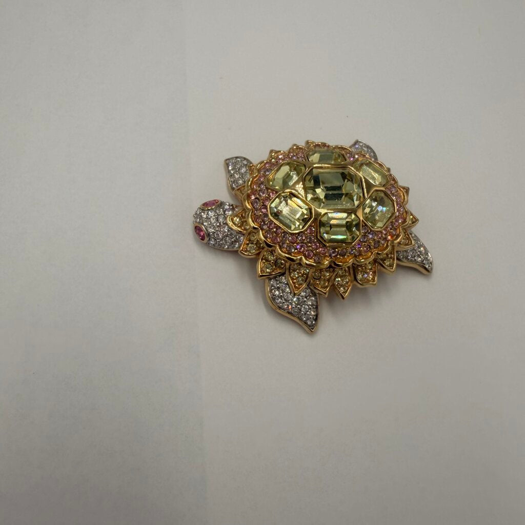 Swarovski Vintage 1980s Crystal Sea Turtle Brooch Pin