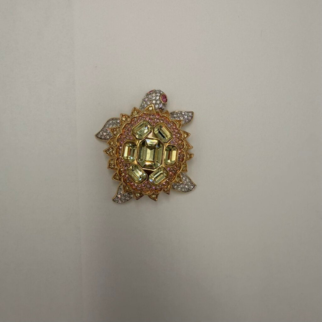 Swarovski Vintage 1980s Crystal Sea Turtle Brooch Pin