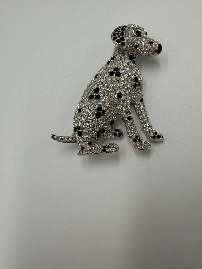 Vintage Swarovski Swan Signed Crystal Pave Dalmatian Dog Brooch Pin