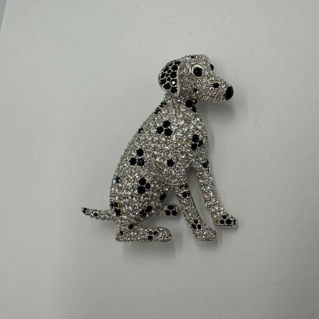 Vintage Swarovski Swan Signed Crystal Pave Dalmatian Dog Brooch Pin