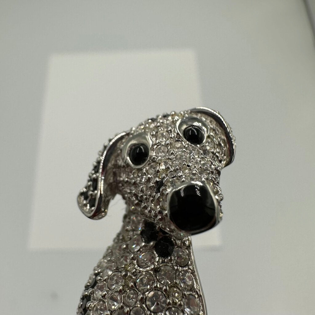 Vintage Swarovski Swan Signed Crystal Pave Dalmatian Dog Brooch Pin