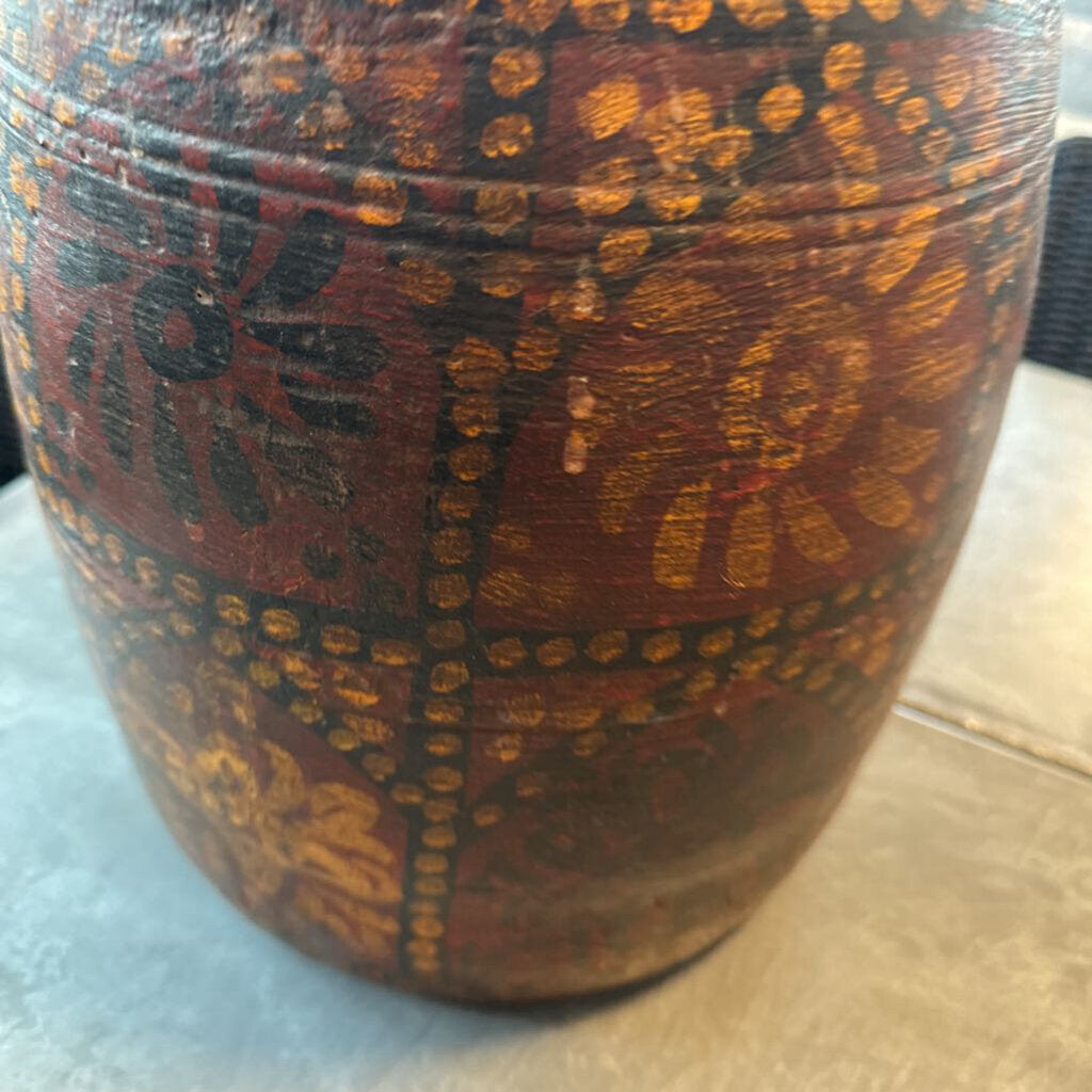 Vintage Wood Painted Vessel- 11X12