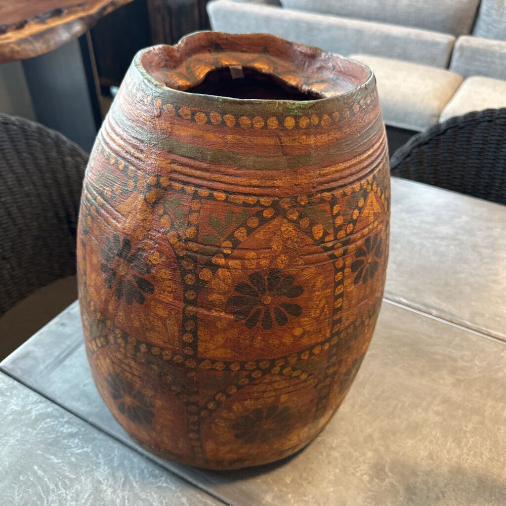 Vintage Wood Painted Vessel- 9X11