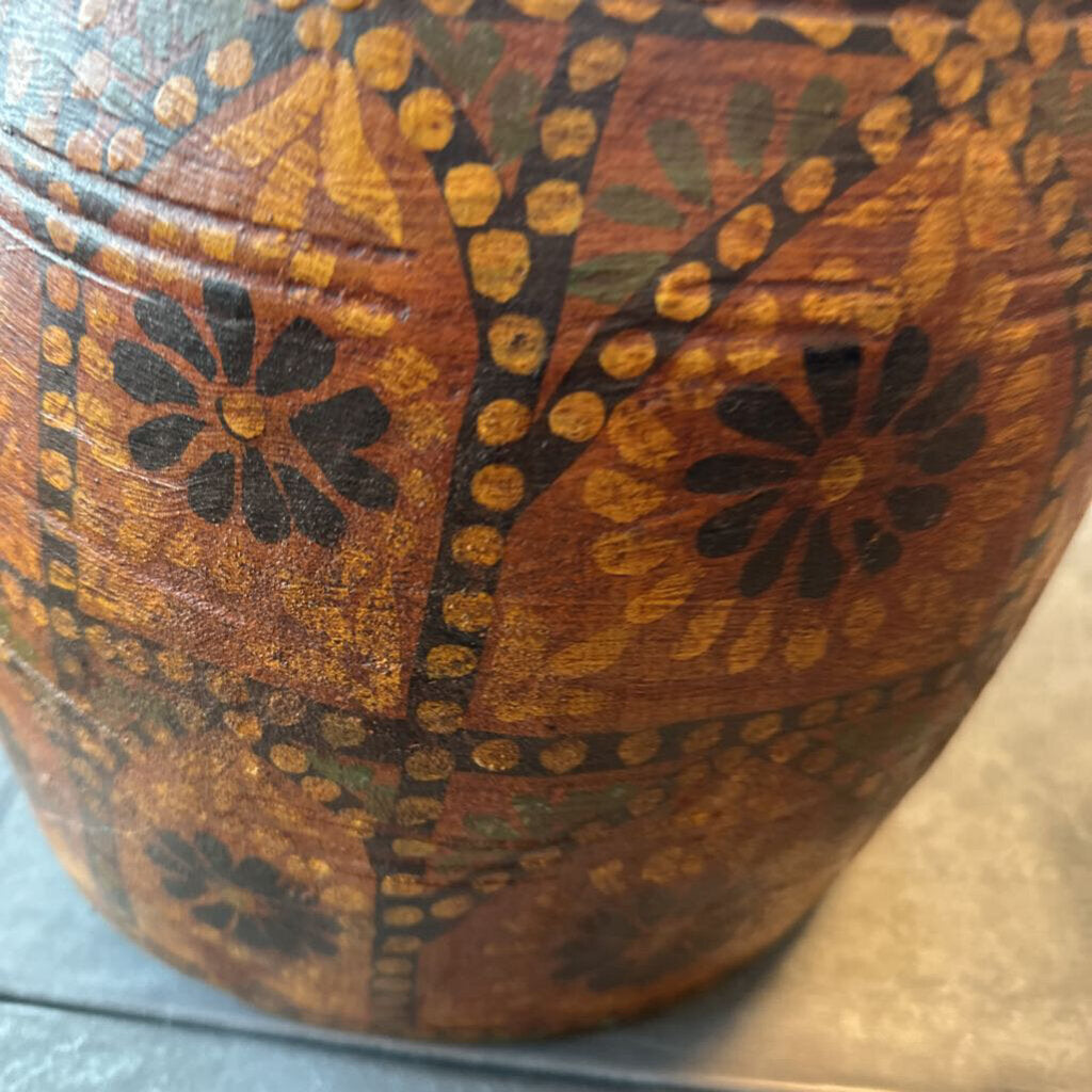 Vintage Wood Painted Vessel- 9X11