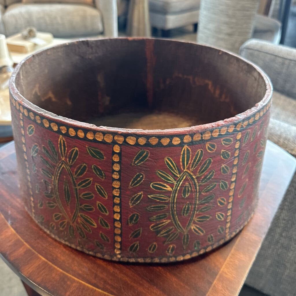 Vintage Wood Painted Bowl- 14X6.5H