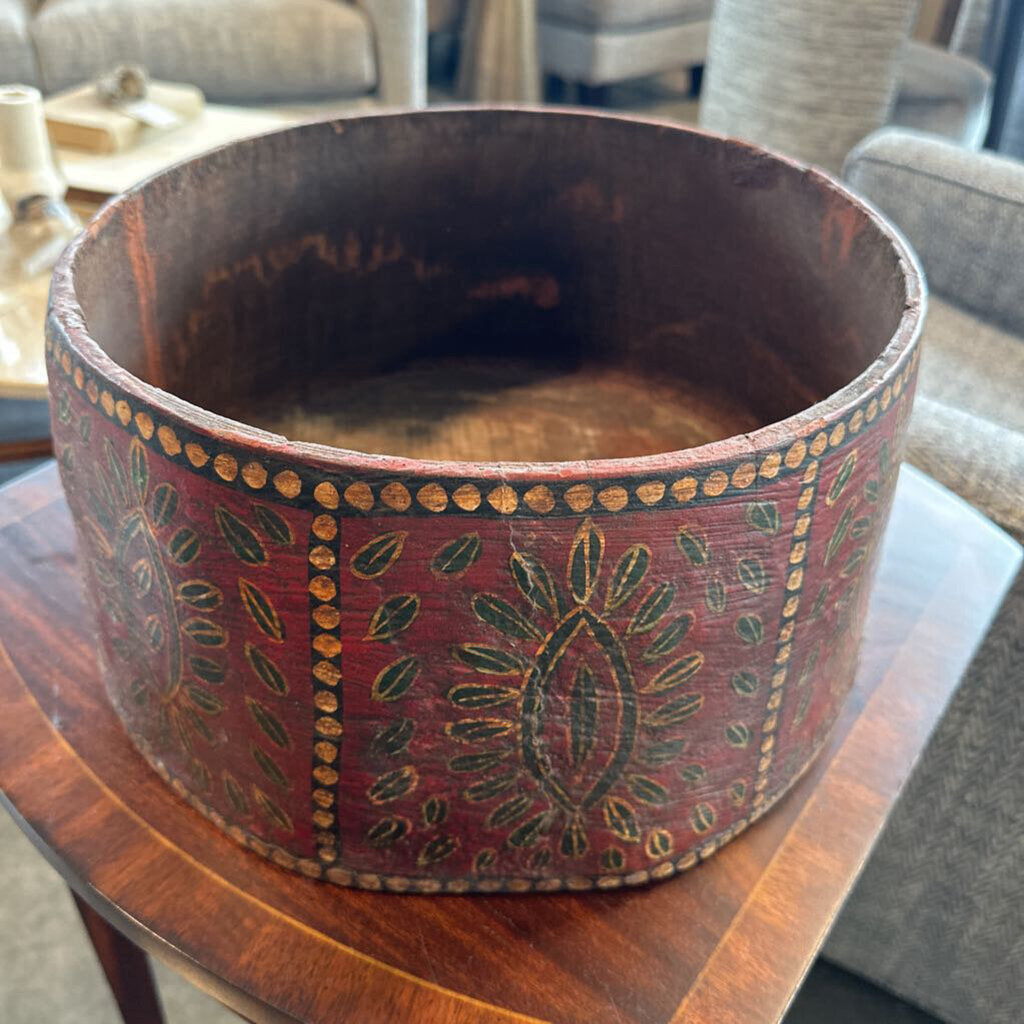 Vintage Wood Painted Bowl- 14X6.5H