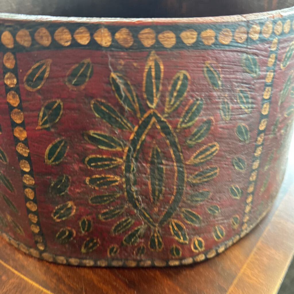 Vintage Wood Painted Bowl- 14X6.5H