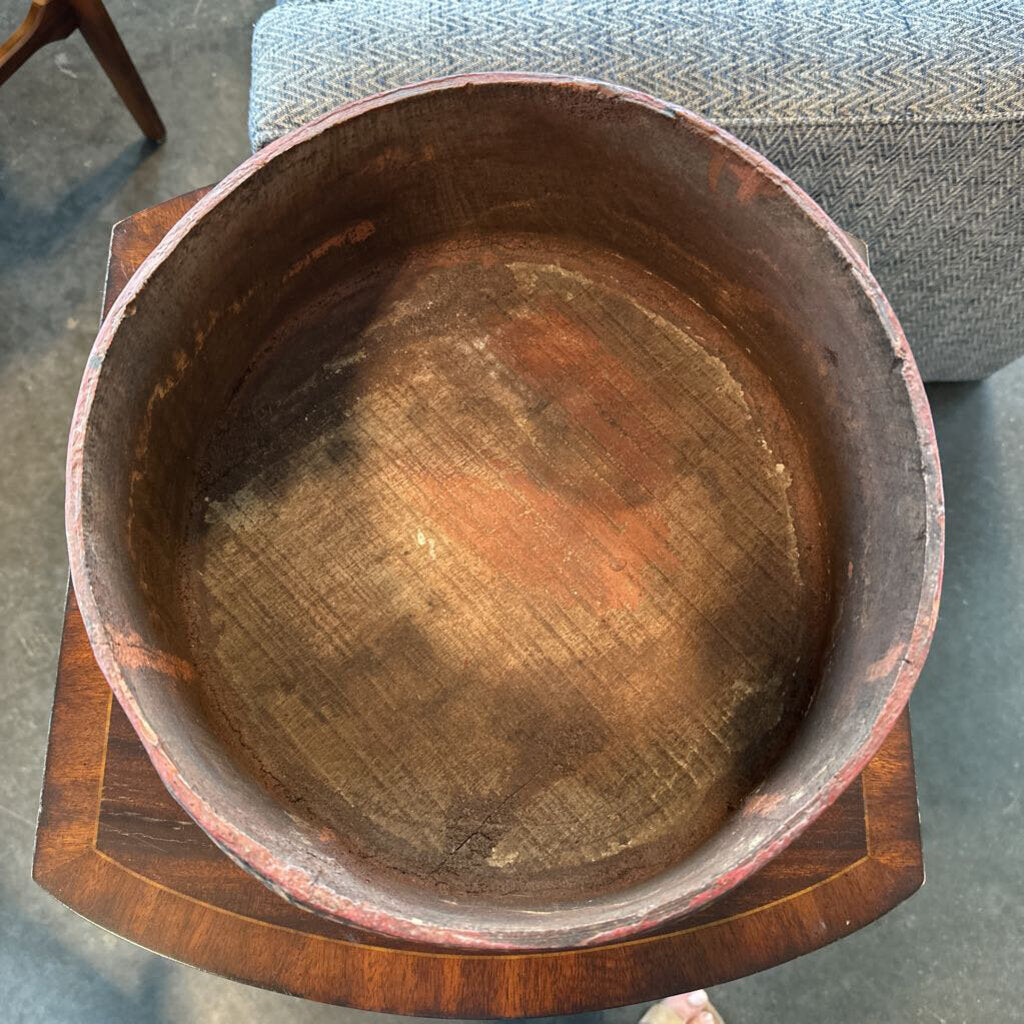 Vintage Wood Painted Bowl- 14X6.5H