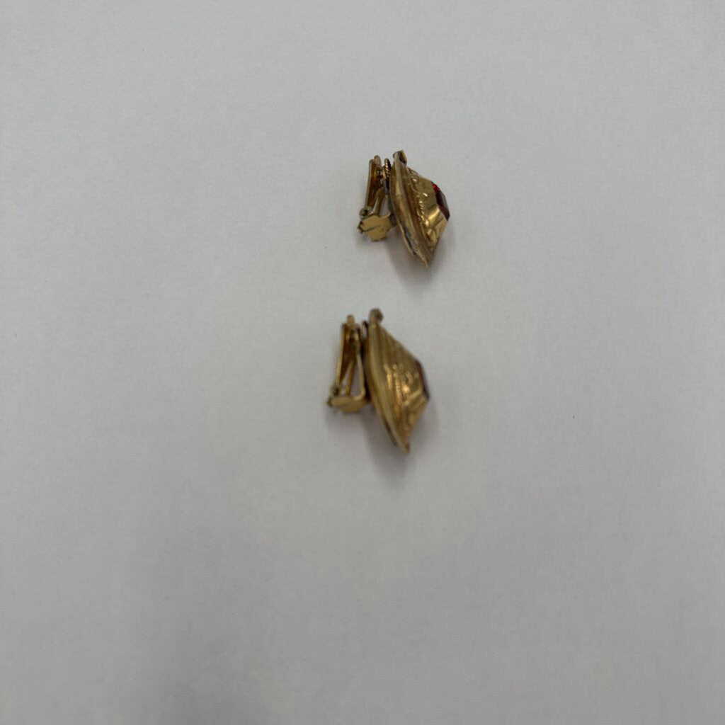 Vintage Etruscan Revival Gold Tone Dome Clip On Earrings Scrollwork