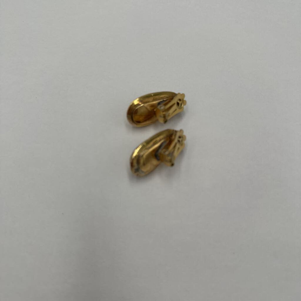 Vintage Etruscan Revival Gold Tone Dome Clip On Earrings Scrollwork