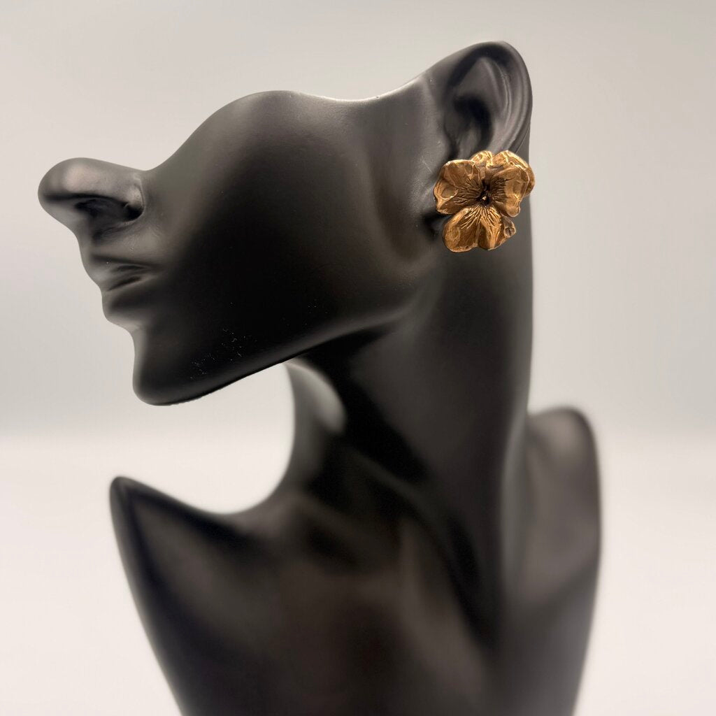 14K GF 3D Orchid Dogwood Statement Ear Clips
