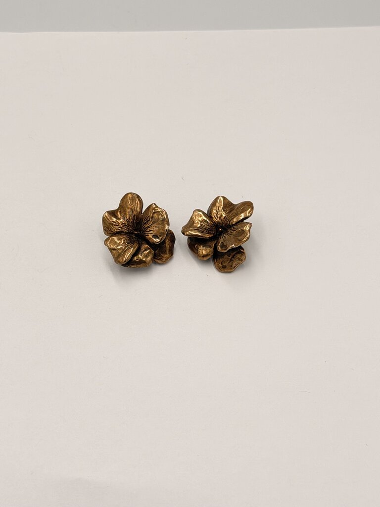 14K GF 3D Orchid Dogwood Statement Ear Clips