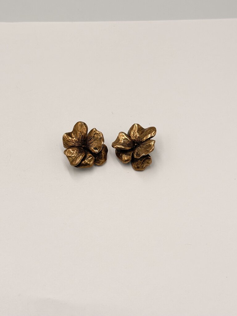 14K GF 3D Orchid Dogwood Statement Ear Clips