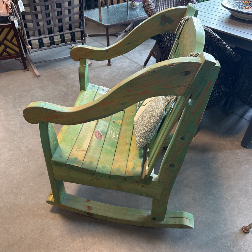 Rustic Green Wash Rocking Chair- 26.5X32X36H