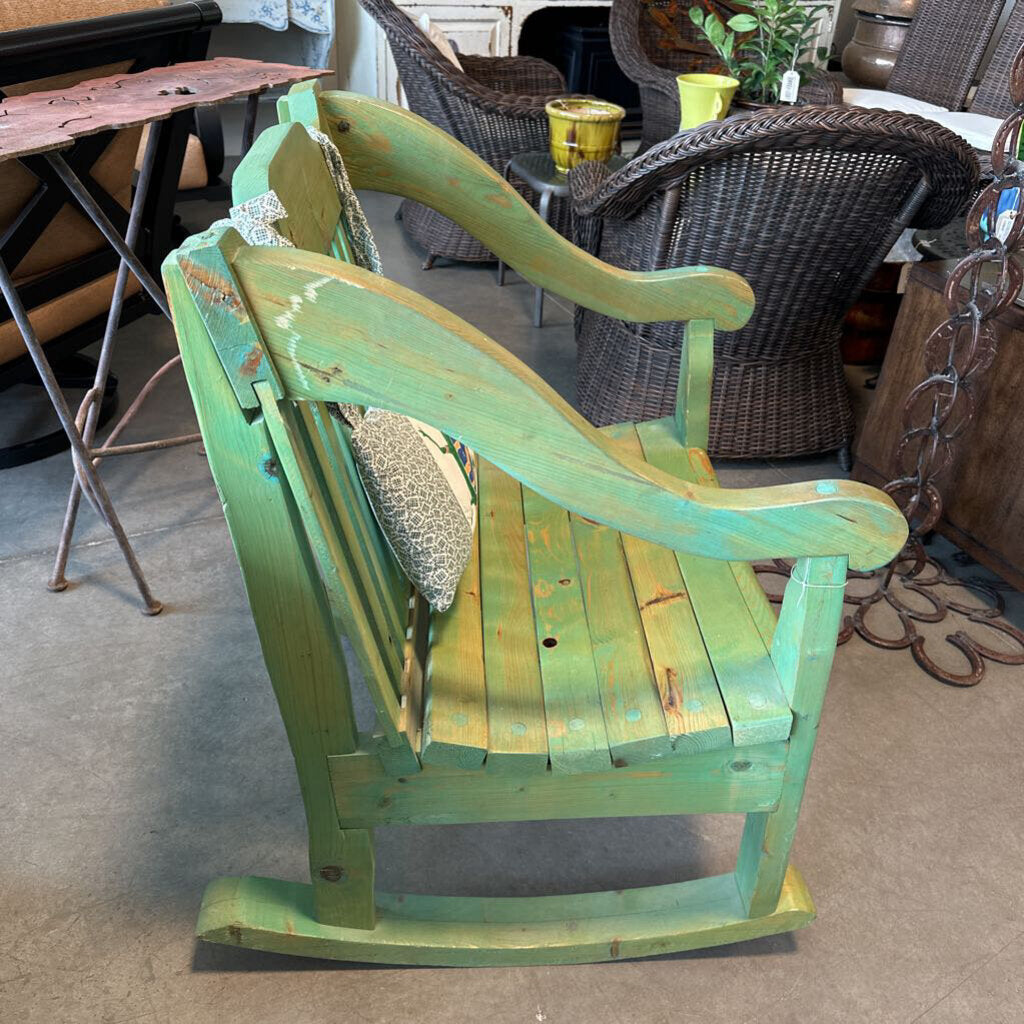Rustic Green Wash Rocking Chair- 26.5X32X36H