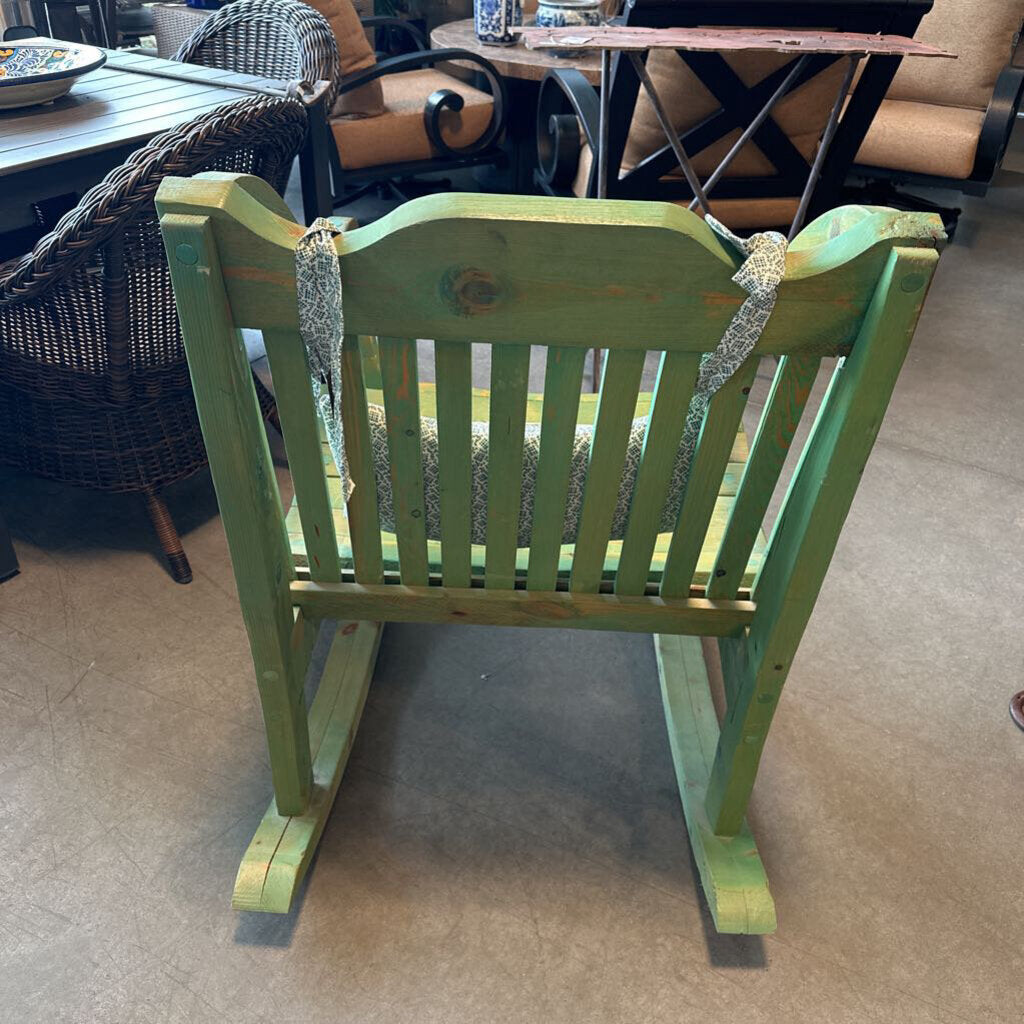 Rustic Green Wash Rocking Chair- 26.5X32X36H