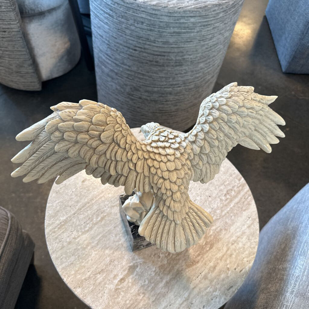 Alabaster Eagle Sculpture W/ Travertine Base - 21X12X14