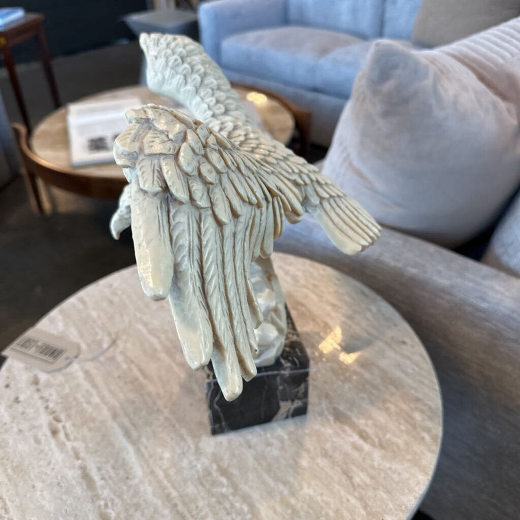 Alabaster Eagle Sculpture W/ Travertine Base - 21X12X14