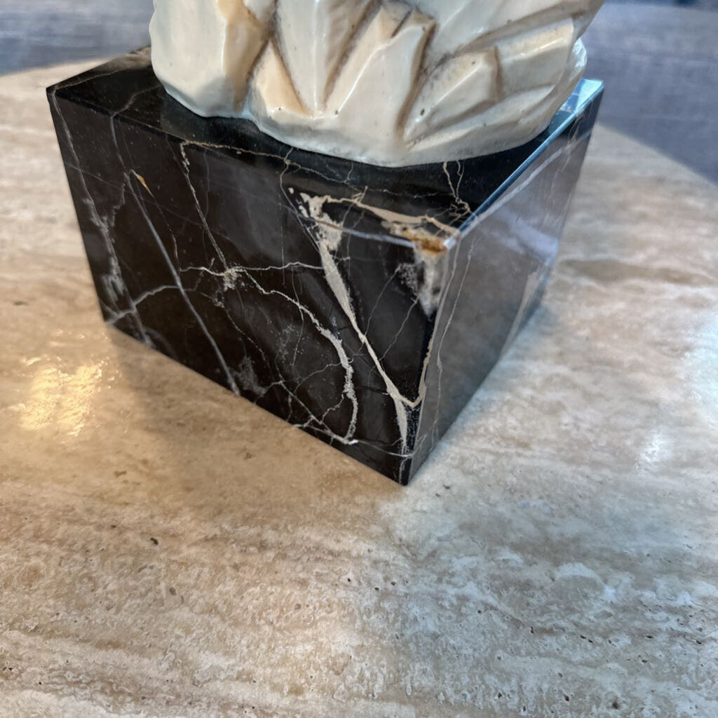 Alabaster Eagle Sculpture W/ Travertine Base - 21X12X14