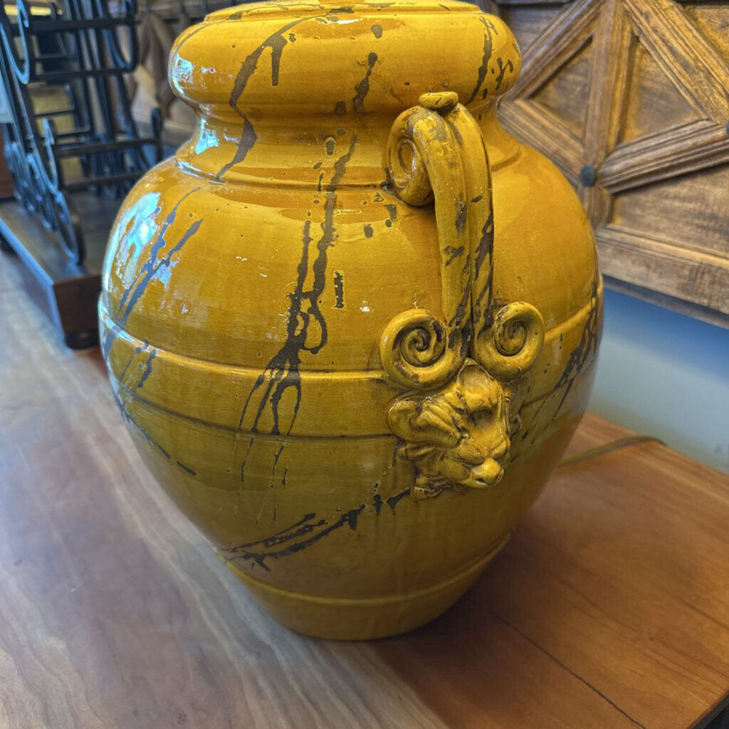 Bradburn Gallery Mustard Distressed Ceramic Lamps- Pair- 25X34H