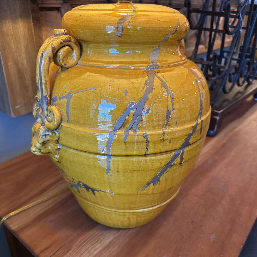 Bradburn Gallery Mustard Distressed Ceramic Lamps- Pair- 25X34H