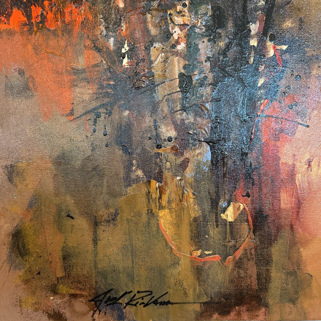 Original Abstract Black Trees W/ Full Moon By Jack Rickard - 24X24