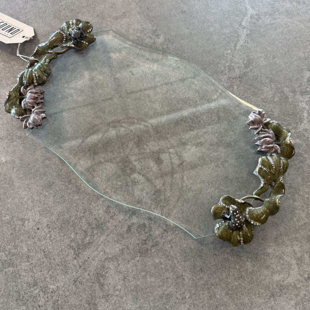 Glass Vanity Tray W/ Frogs - 14X8X1