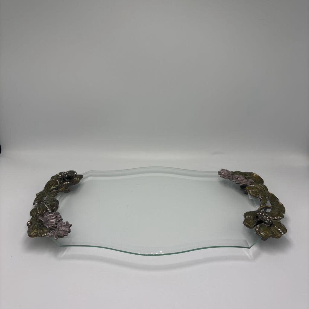Glass Vanity Tray W/ Frogs - 14X8X1