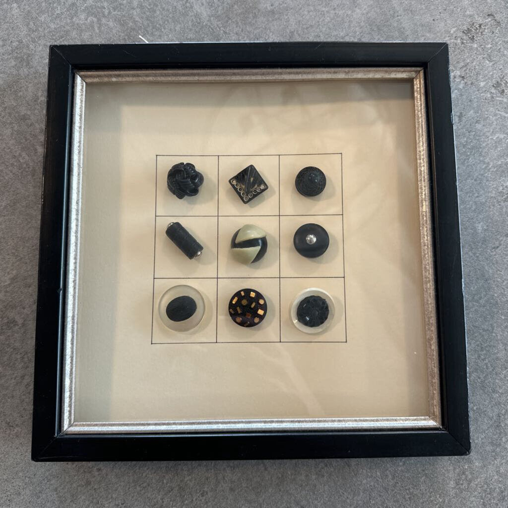 Framed Vintage Button Art - 9X1.5X9H