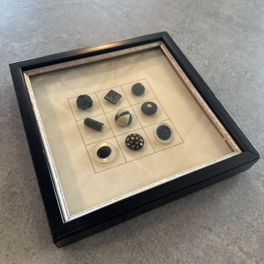 Framed Vintage Button Art - 9X1.5X9H