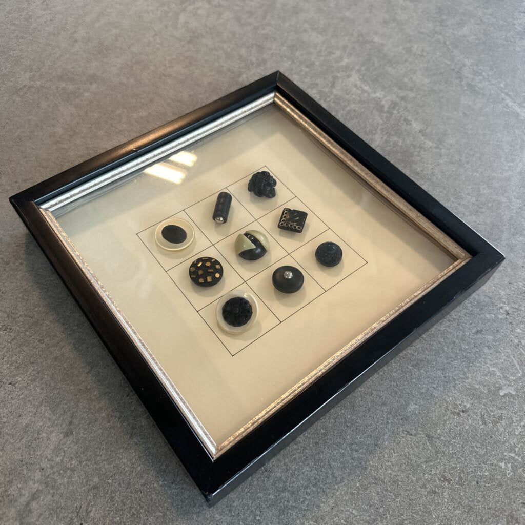 Framed Vintage Button Art - 9X1.5X9H