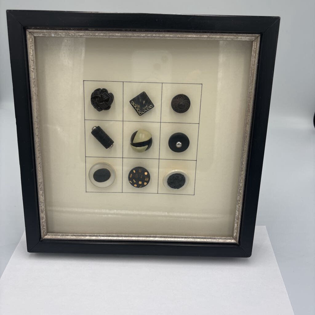 Framed Vintage Button Art - 9X1.5X9H