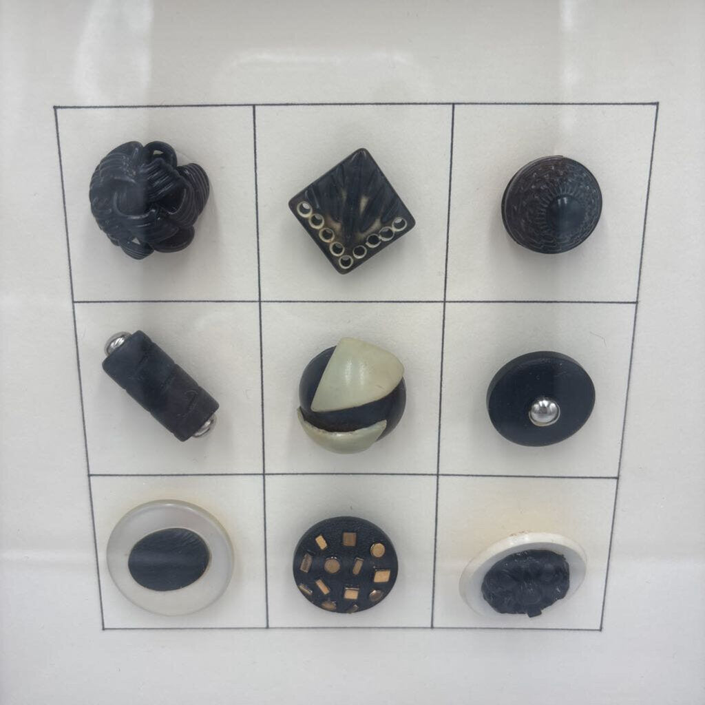 Framed Vintage Button Art - 9X1.5X9H