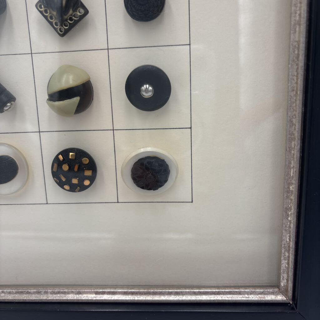 Framed Vintage Button Art - 9X1.5X9H