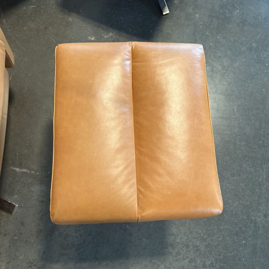 Am. Leather Swivel Chairs & Ottoman - Pair - 38X28X36.5H -AS IS