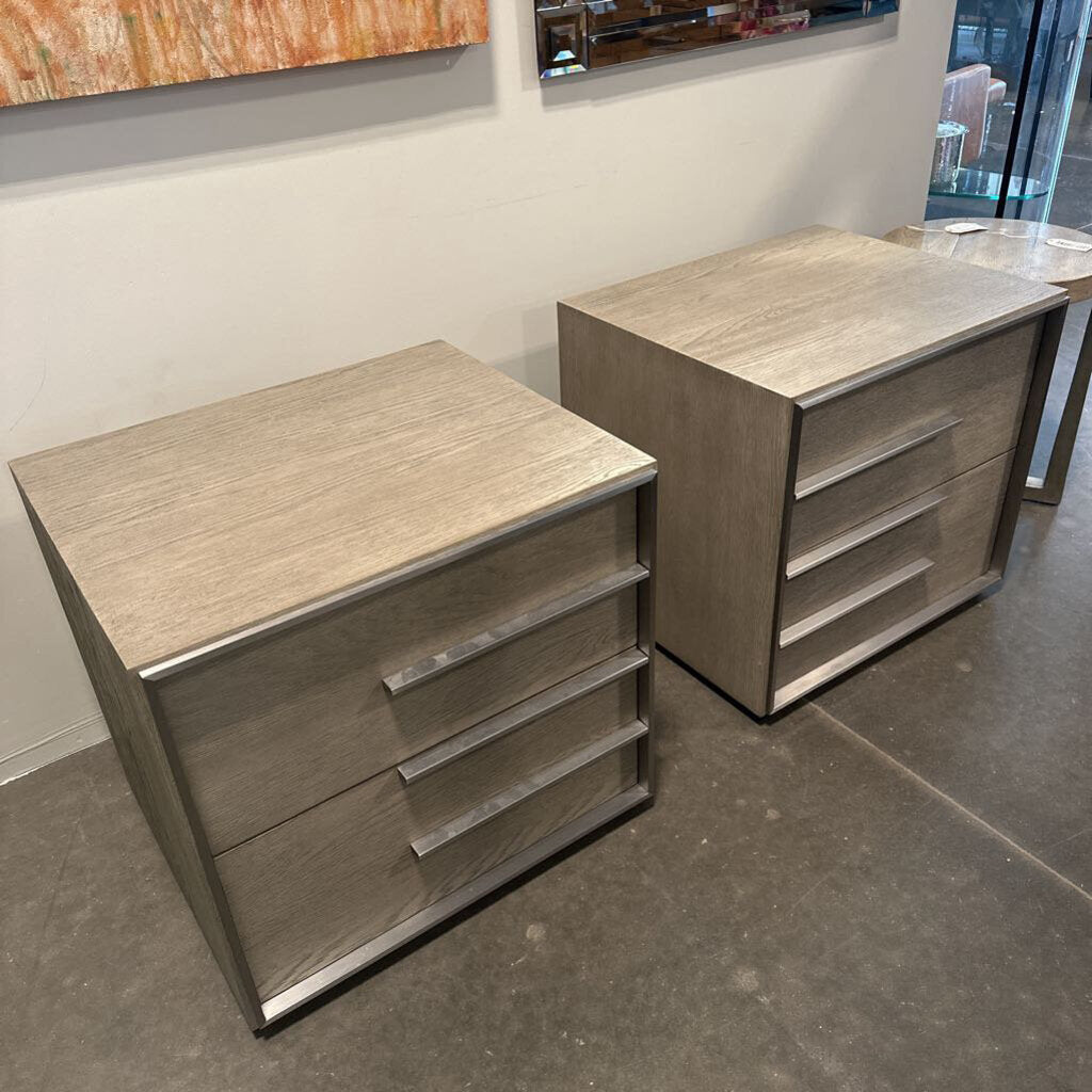 RH Calvin Grey Oak Nightstands - Pair - 26X22X24.5H