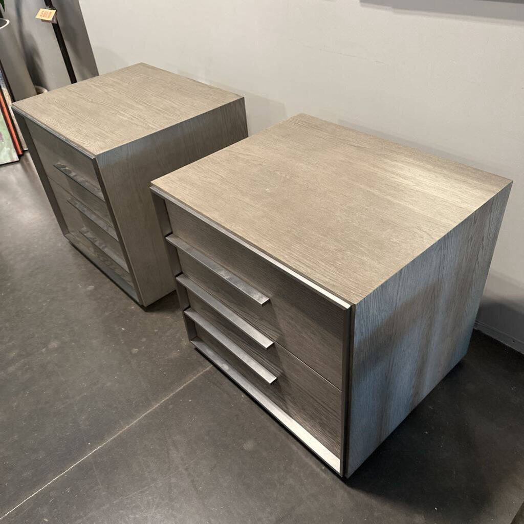 RH Calvin Grey Oak Nightstands - Pair - 26X22X24.5H