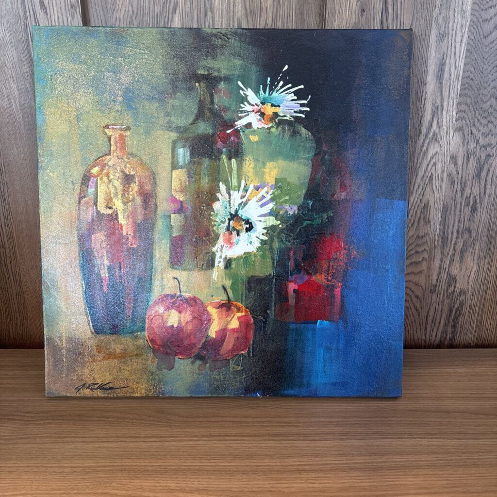 Original Bottles W/Apples & Flowers By Jack Rickard - 24X24
