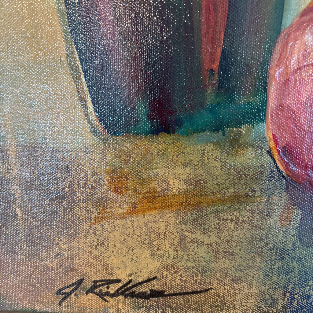 Original Bottles W/Apples & Flowers By Jack Rickard - 24X24