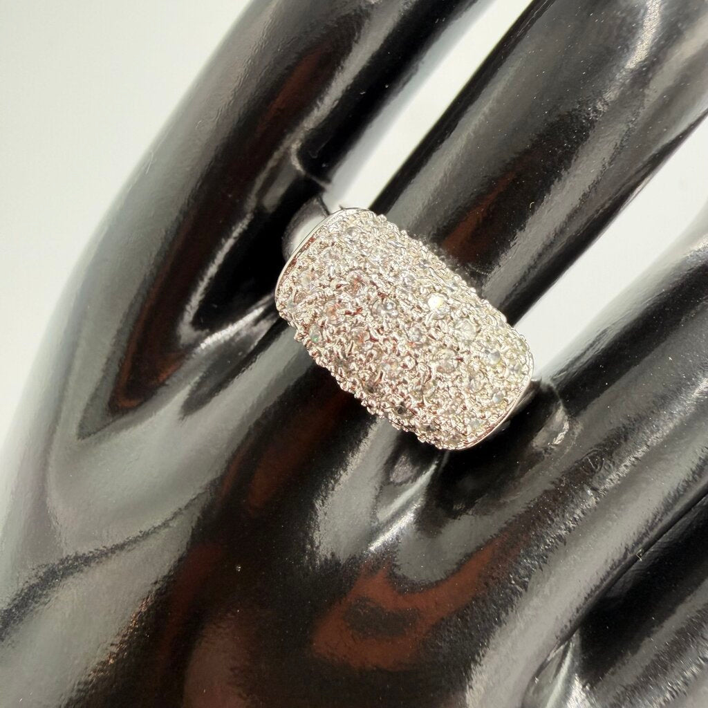 Sterling Silver CZ Rectangle Ring Size 9