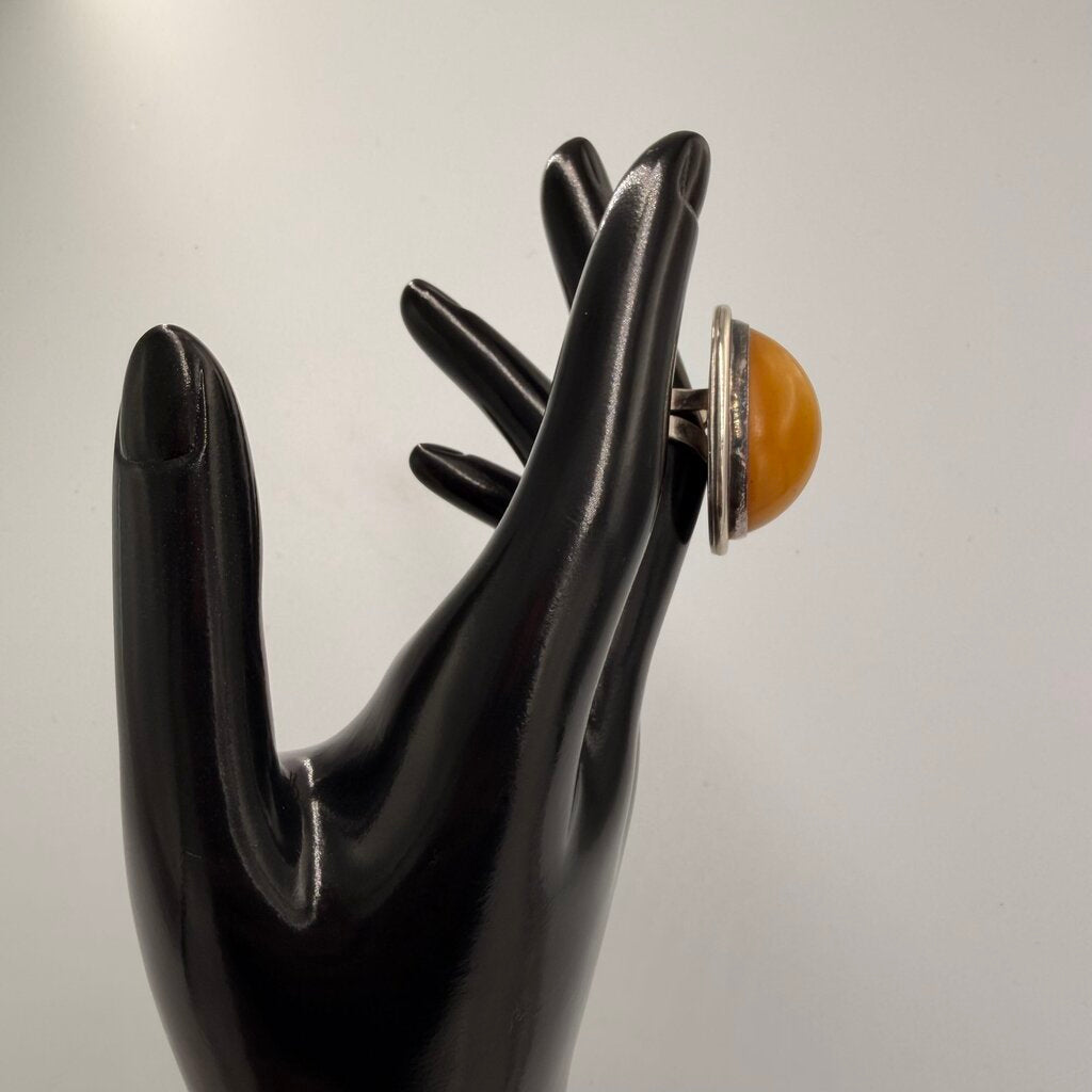 Sterling Silver TS JC Butterscotch Amber Ring Size 8