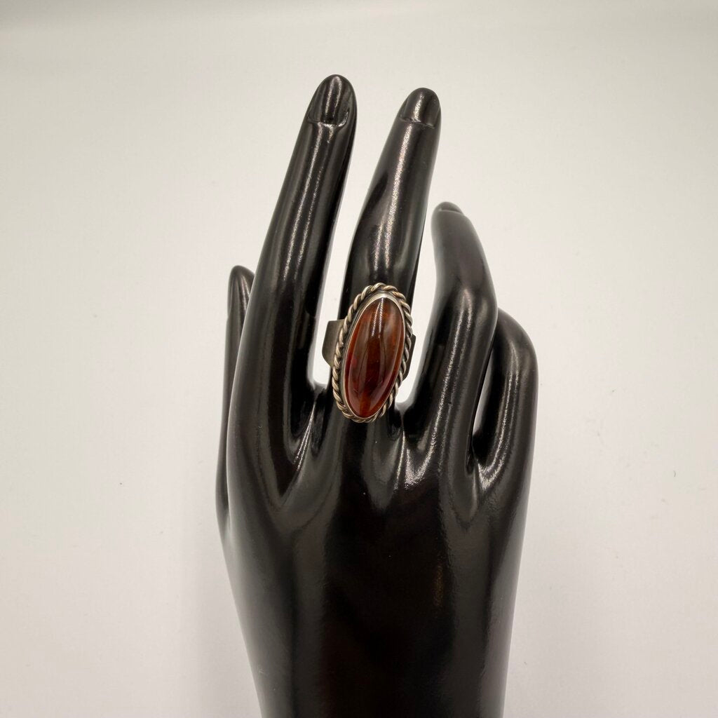 Vintage Sterling Silver Baltic Amber Ring Size 8
