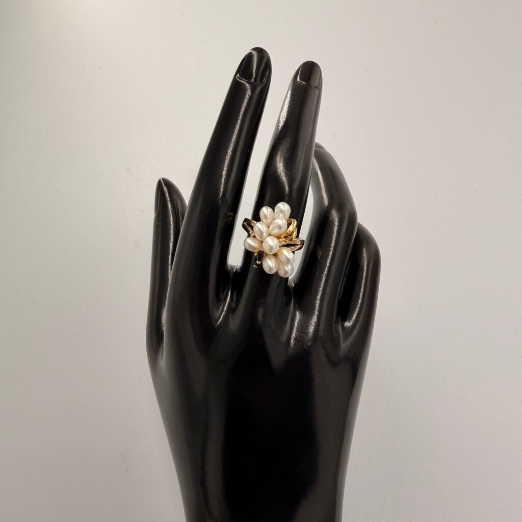 14k Gold Multi Pearl Grape Cluster Ring Size 6.5