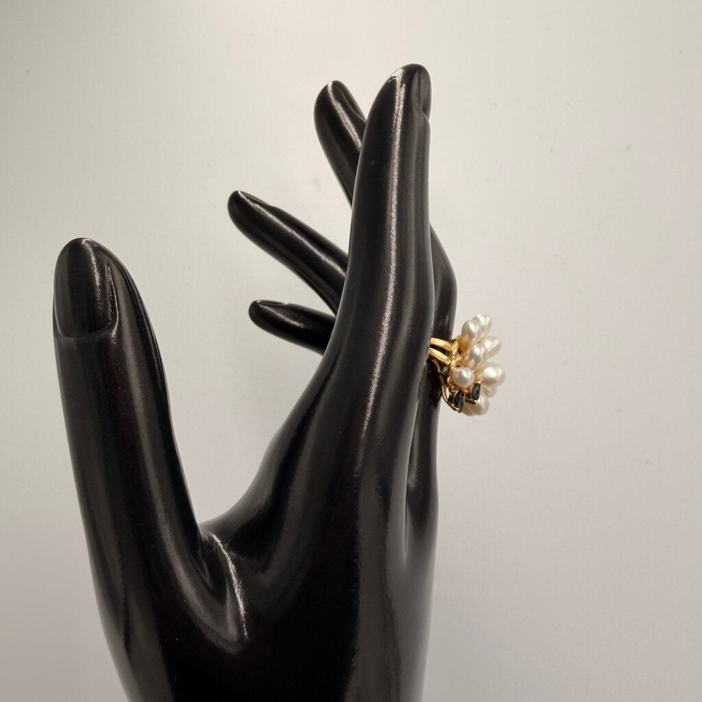 14k Gold Multi Pearl Grape Cluster Ring Size 6.5