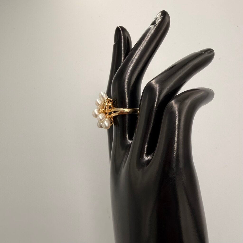 14k Gold Multi Pearl Grape Cluster Ring Size 6.5