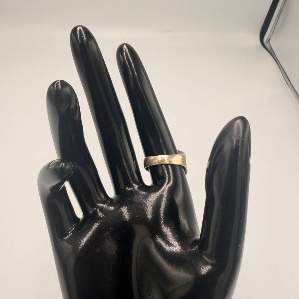 Vintage Silver Tone Abstract Concave Ring Size 9